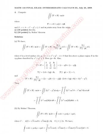 Intermediate Calculus3 Final Solutions -2008