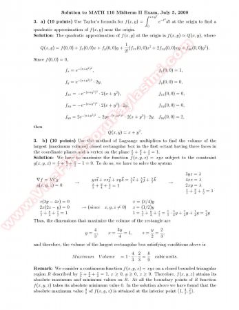 Intermediate Calculus3 Midterm2 Solutions -2008
