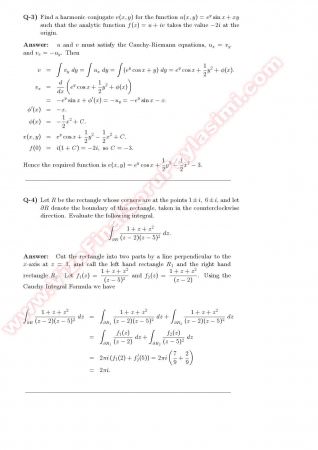 Complex Calculus Midterm Solutions - 2007