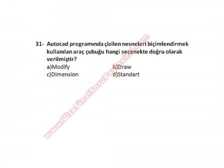Bilgisayar Destekli Proje -1 Vize Soruları