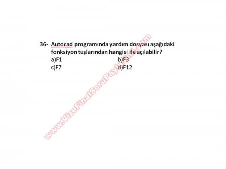 Bilgisayar Destekli Proje -1 Vize Soruları (2.Öğretim)