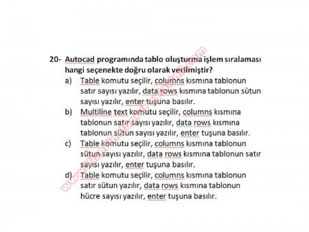 Bilgisayar Destekli Proje -1 Vize Soruları (2.Öğretim)