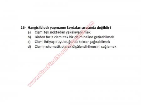 Bilgisayar Destekli Proje -1 Vize Soruları (2.Öğretim)