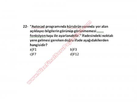 Bilgisayar Destekli Proje -1 Vize Soruları (2.Öğretim)