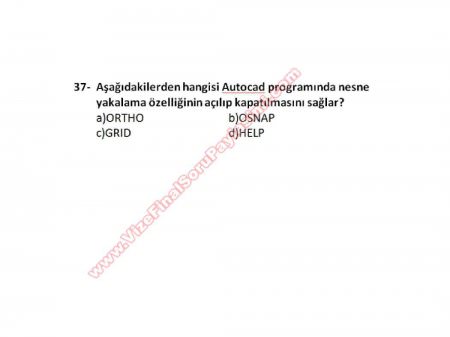 Bilgisayar Destekli Proje -1 Vize Soruları (2.Öğretim)