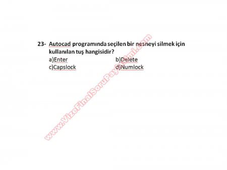 Bilgisayar Destekli Proje -1 Vize Soruları (2.Öğretim)