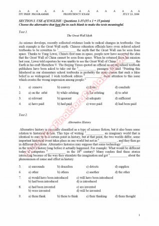 İstanbul Teknik Üniversitesi İngilizce Muafiyet Soruları Ve Cevapları -2