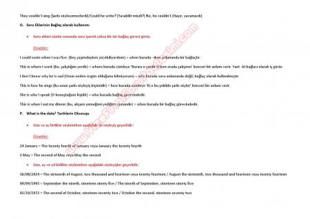 İngilizce -1 Final Sınavı Çalışma Notları