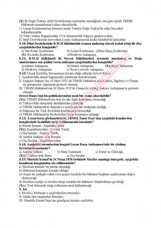 Atatürk İlkeleri Ve İnkılap Tarihi 2 Sınav Soruları 2