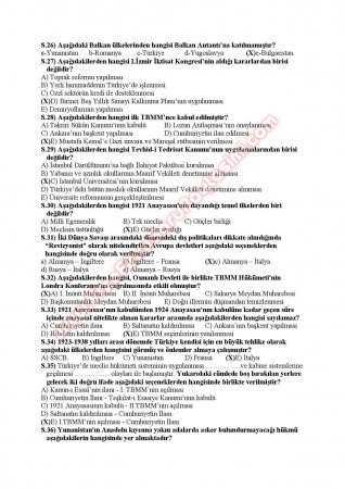 Atatürk İlkeleri Ve İnkılap Tarihi 2 Sınav Soruları 2