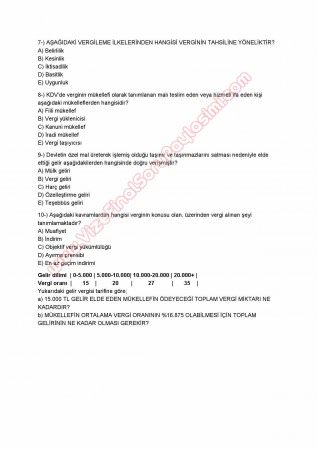 Maliye Teorisi -1 Vize Soruları - Test