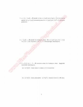 Analiz 4 vize Soruları Ve Çözümleri -2006