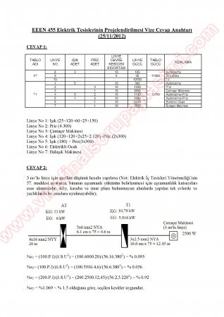 Elektrik Tesislerinin Projelendirilmesi Vize Soruları-2012