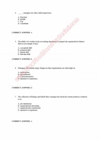 Principles of Management - Midterm Questions and Answers  (Yönetim İlkeleri)
