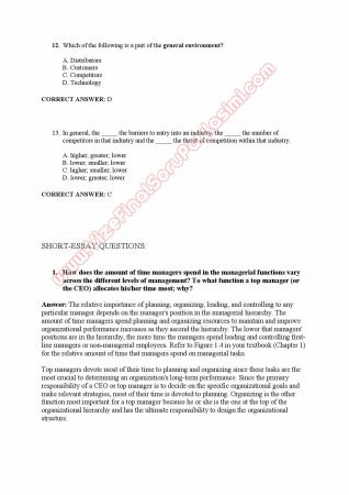 Principles of Management - Midterm Questions and Answers  (Yönetim İlkeleri)