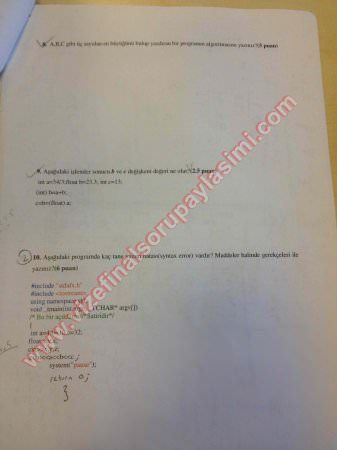 Algoritma Ve Programlama-1 Vize Soruları