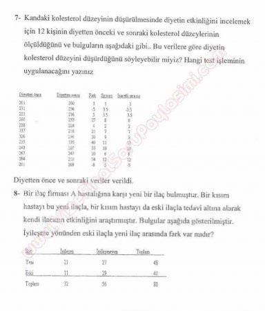 Biyoistatistik Dersi Final Soruları