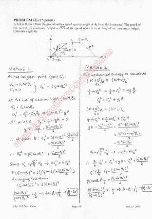 Physics-1 Final Questions and Solutions