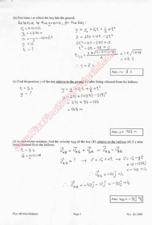Physics-1 First Midterm Questions and Solutions