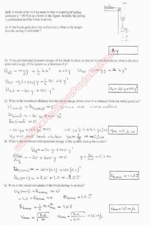 Physics-1 First Midterm Questions and Solutions - year 2000 spring