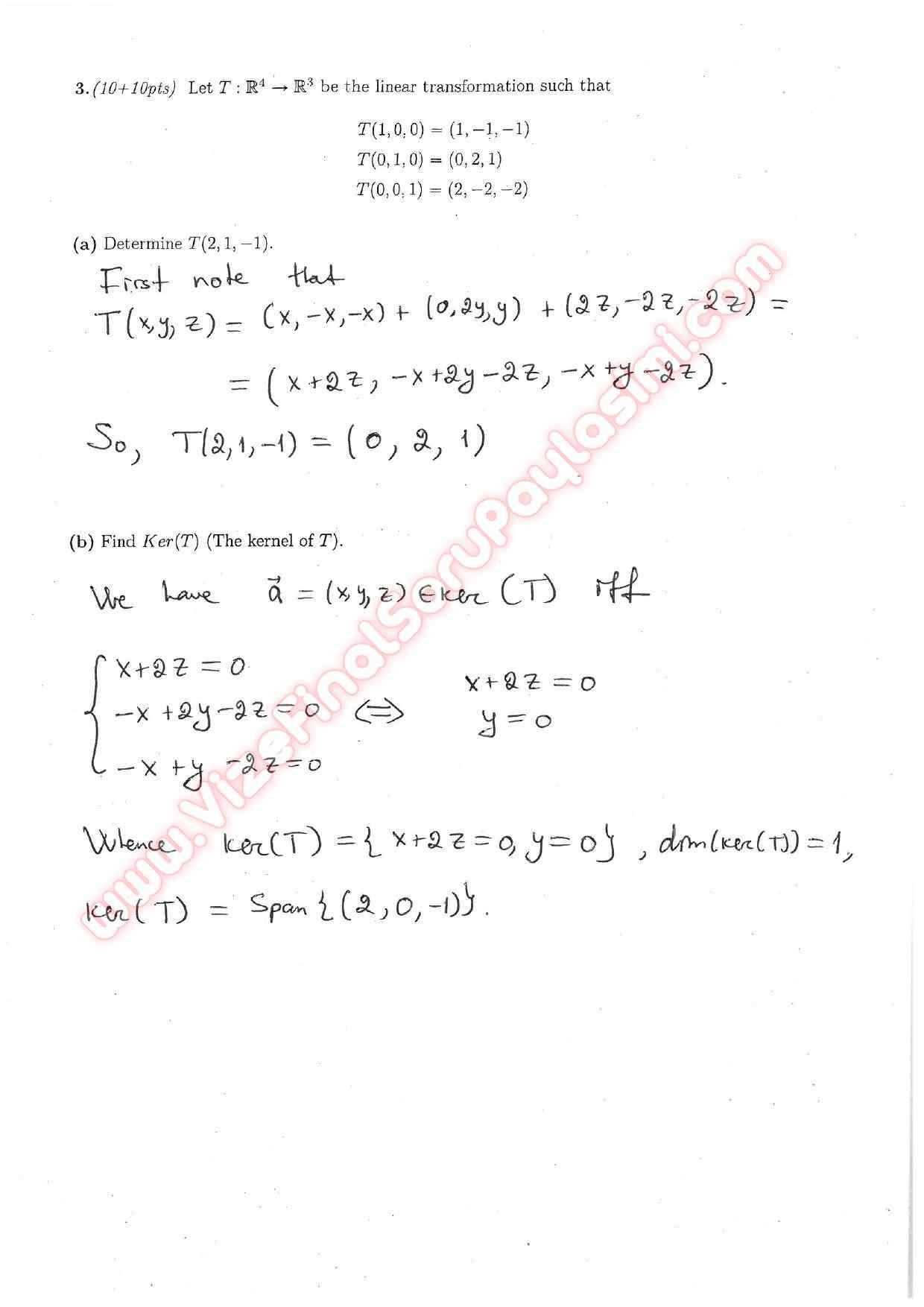 Linear Algebra First Midterm Questions And SolutionsSpring 2014