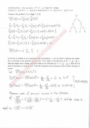 Calculus For Functions Of Several Variables Midterm Exam Questions And Solutions Summer 2014