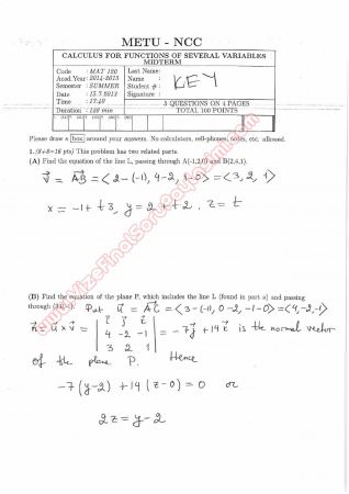 Calculus For Functions Of Several Variables Midterm Exam Questions And Solutions Summer 2015