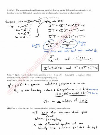 Differential Equations Final Questions And Solutions Summer 2014