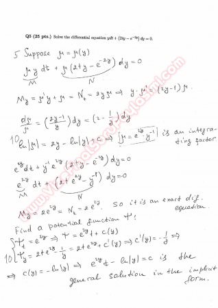 Differential Equations First Midterm Exam Questions And Solutions Summer 2014