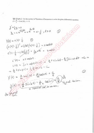 Differential Equations First Short Exam Questions And Solutions 2015