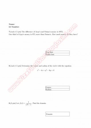 Mathematics Proficiency Exam Questions II 2011