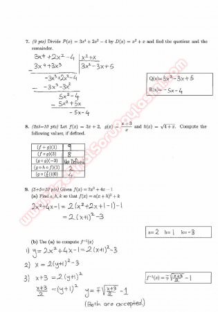 Precalculus Midterm Exam Questions And Solutions  2013
