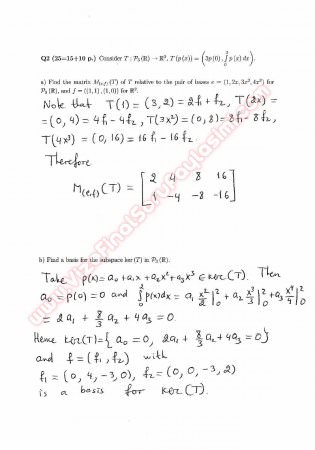 Linear Algebra Second Midterm Questions And Solutions 2013