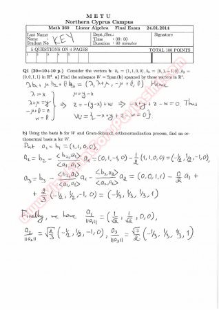 Linear Algebra Final Questions And Solutions 2014