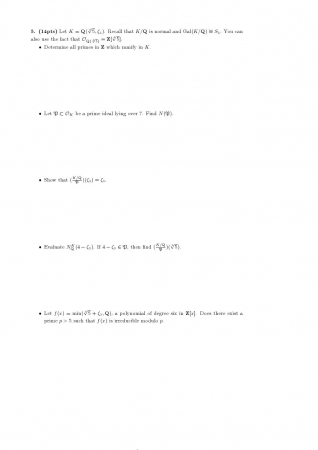 Algebraic Number Theory Final Questions
