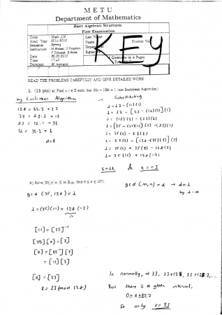 Basic Algebraic Structures First Midterm Exam Questions