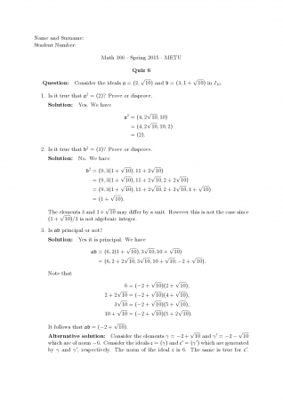 Elementary Number Theory 2 6.Quiz Questions