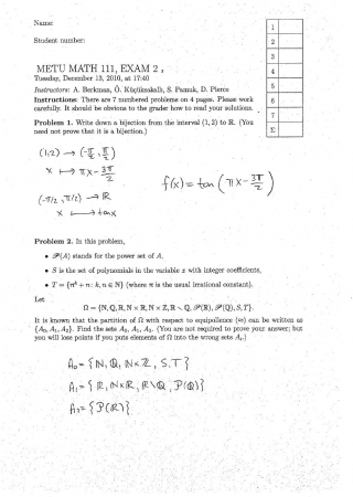 Fundamentals of Mathematics Second Midterm Exam Questions