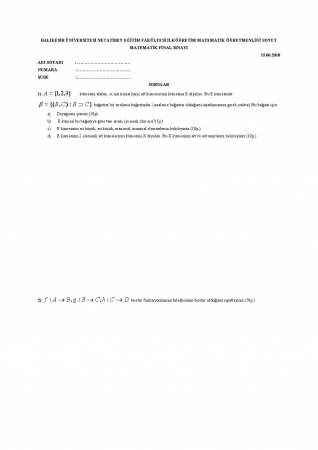 Soyut Matematik Final Soruları - 2010