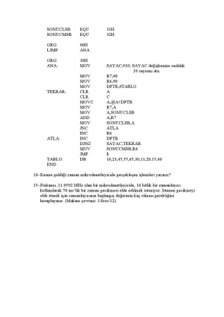 Mikroişlemciler -1 Vize ve Final Çalışma Soruları