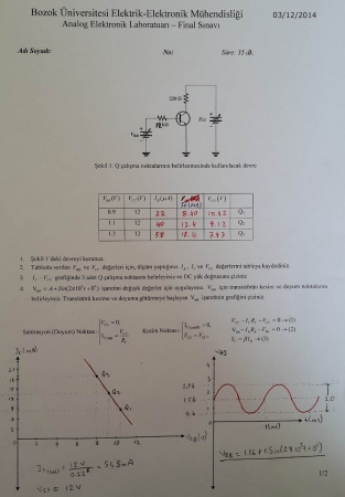 Analog Elektronik Laboratuvarı Dersi Final Soruları