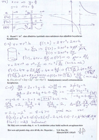 Matematik -1 Final Soruları ve Çözümleri - 2016