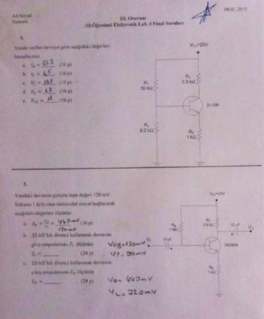 Elektronik Lab. -1 Final Soruları