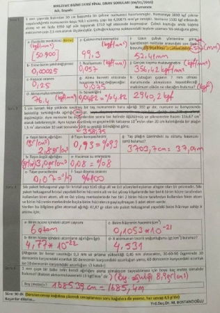 Malzeme Bilimi Dersi Final Soruları ve Cevapları - 2016