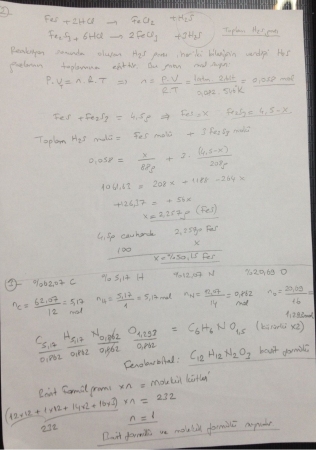 Genel Kimya Dersi Vize Soruları ve Cevapları - 2015