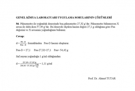 Genel Kimya Dersi Vize Soruları ve Cevapları