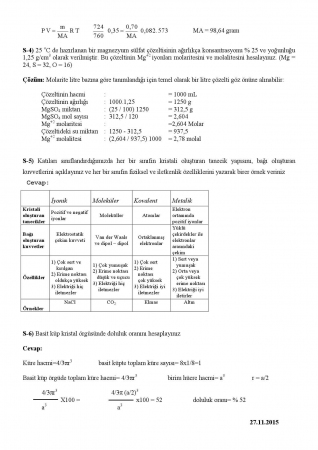 Genel Kimya Vize Soruları ve Cevapları - 2015