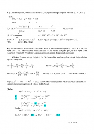 Genel Kimya Final Soruları ve Cevapları - 2016
