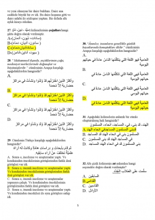 Arapça Hazırlık Final Soruları ve Cevapları