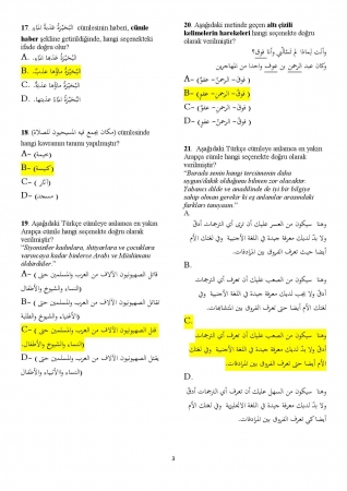 Arapça Hazırlık 3. Vize Soruları ve Cevapları